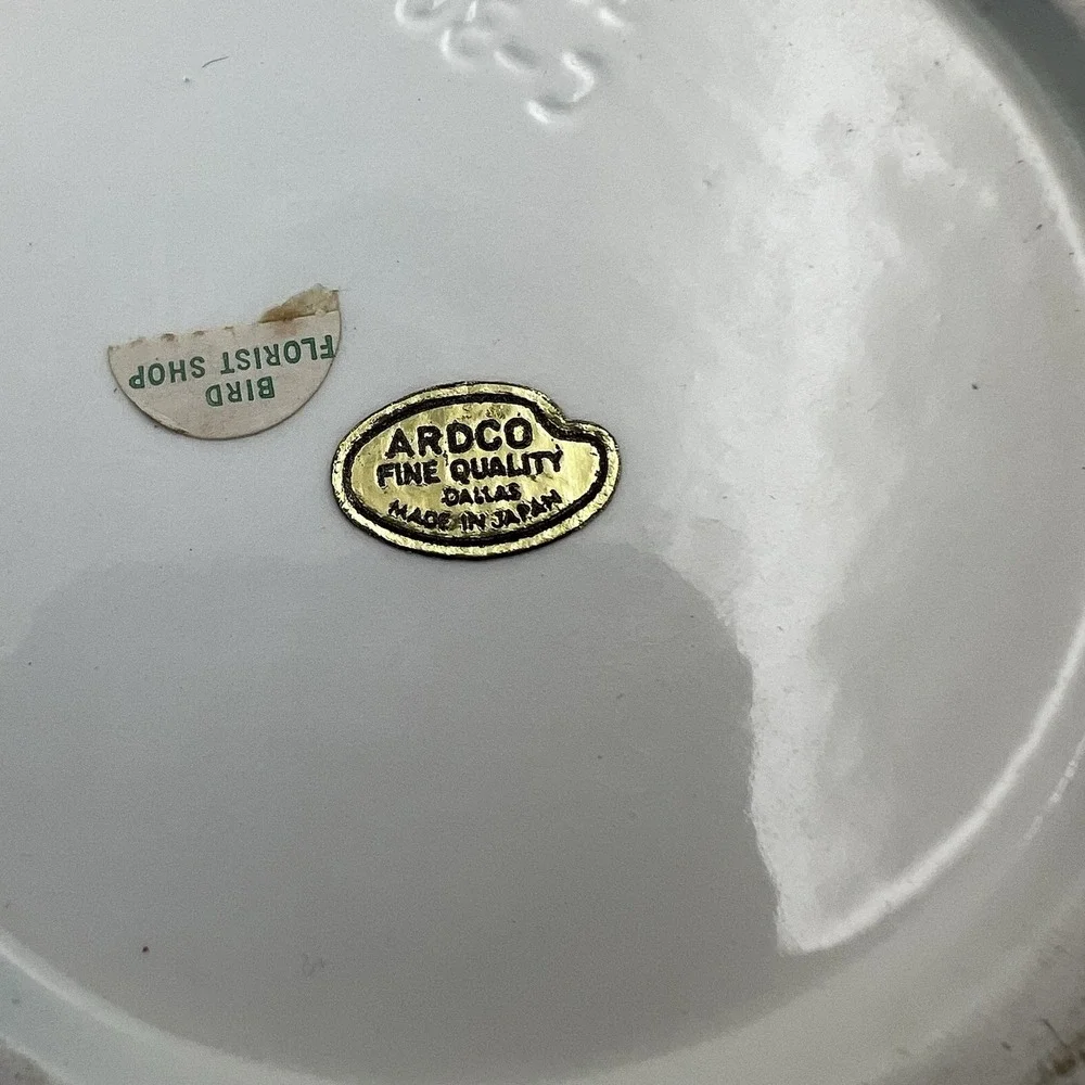Vintage MCM Ardco Ceramic Baby Bear Train Flowers Nursery Planter Round Pastel